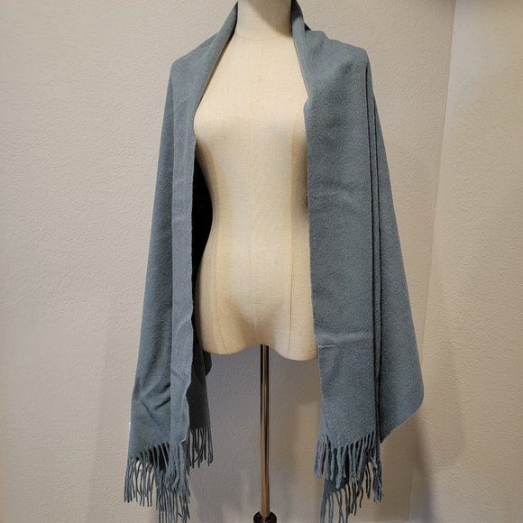Unbranded Accessories - Fringed Wool-Blend Pashmina, Blue/Grey, One Size. Excellent Condition!